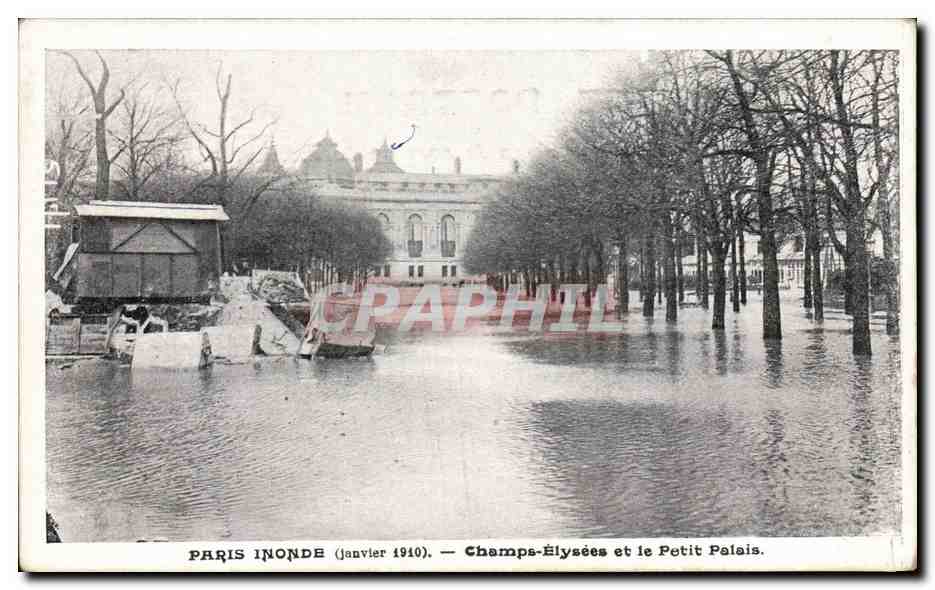 CPA Paris Inonde Champs Elysees et le Petit Palais