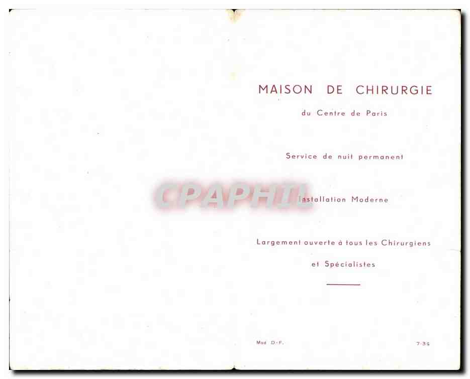 FEuillet Maison de Chirurgie Rue De Douai Place Clichy — Rückseite