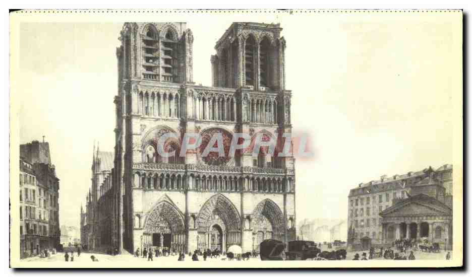CPSM Facade de Notre Dame et l'Hotel Dieu