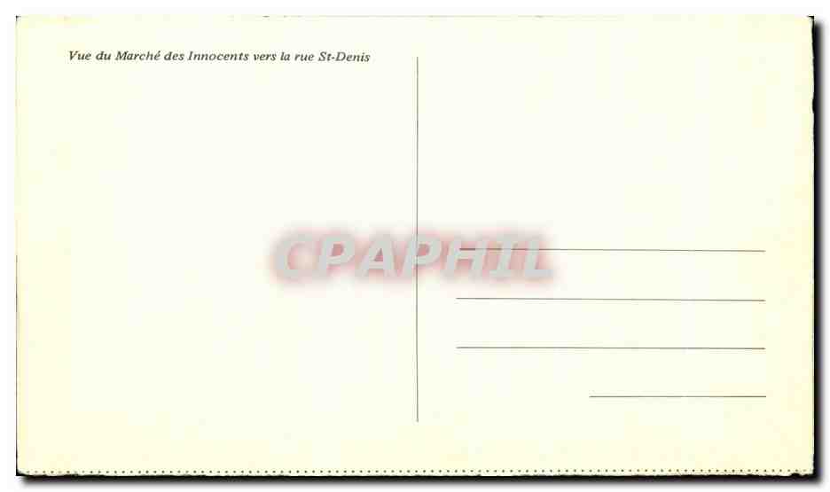 CPA Vue du Marche des Innocents vers la Rue St Denis — Verso