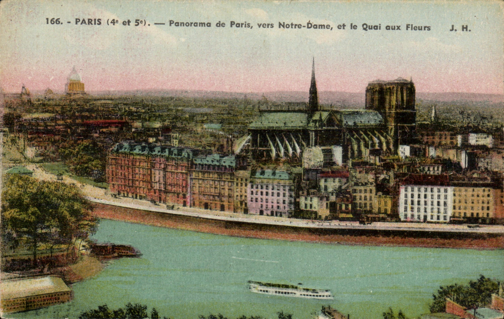 CPA Paris Panorama De Paris Vers Notre Dame Et Le Quai Qux Fleurs