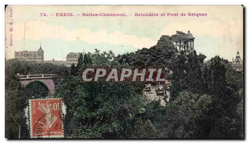 CPA Paris Buttes Chaumont Belvedere Et Pont De Briques