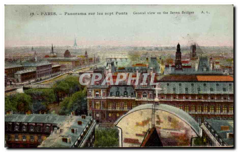 CPA Paris Panorama sur les sept Ponts 