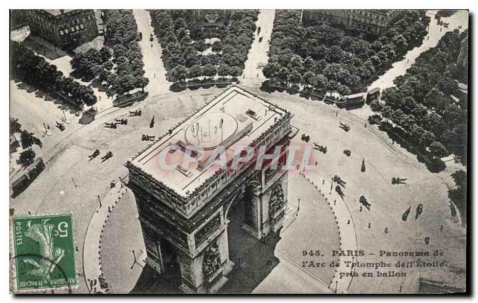 CPA Paris Panorama de l'Arc de Triomphe de l'Etoile Pris en ballon