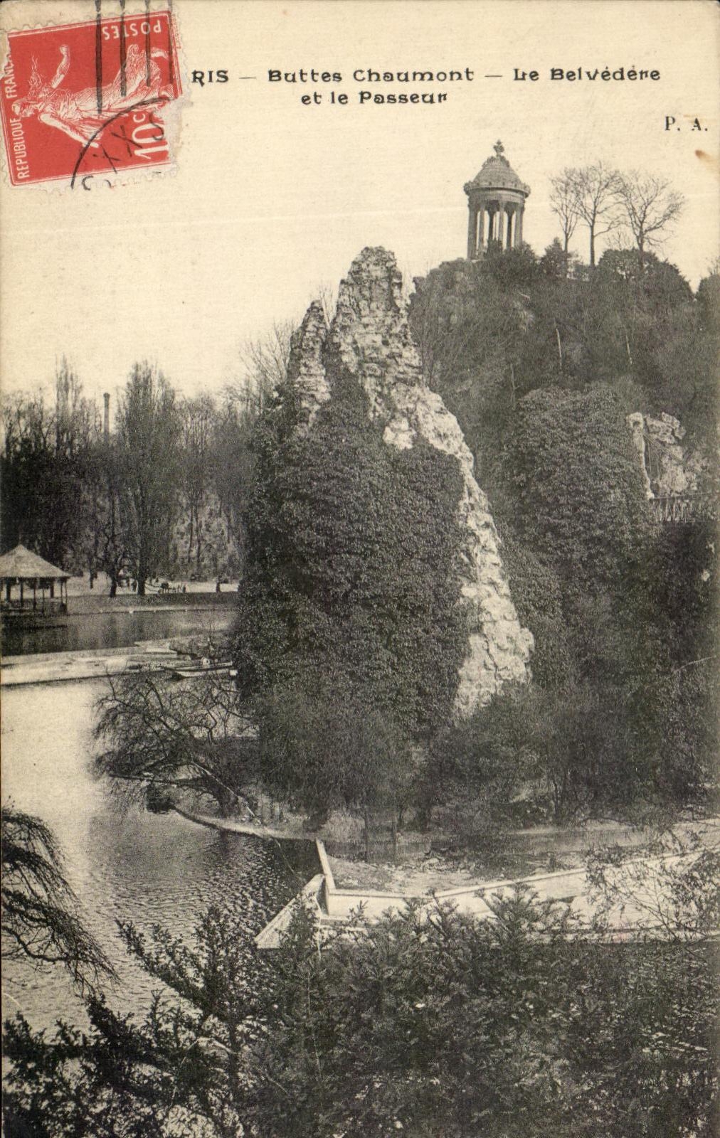 CPA Paris Buttes Chaumont Le Belvedere et le Passeur