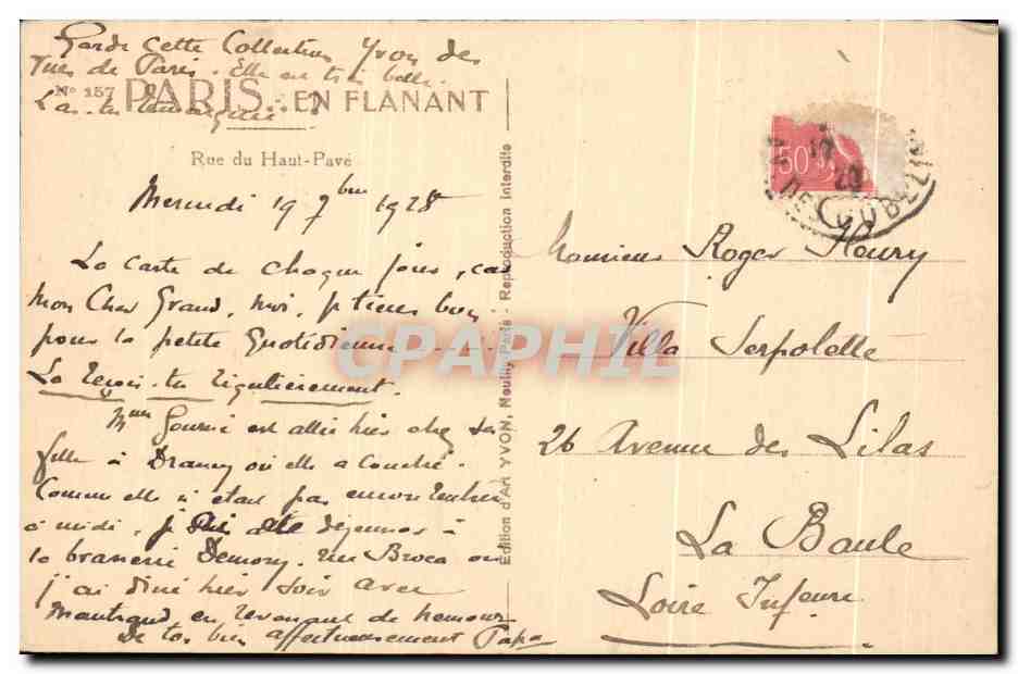 CPA Paris En Flanant Rue du Haut Pave Pantheon  — Rückseite