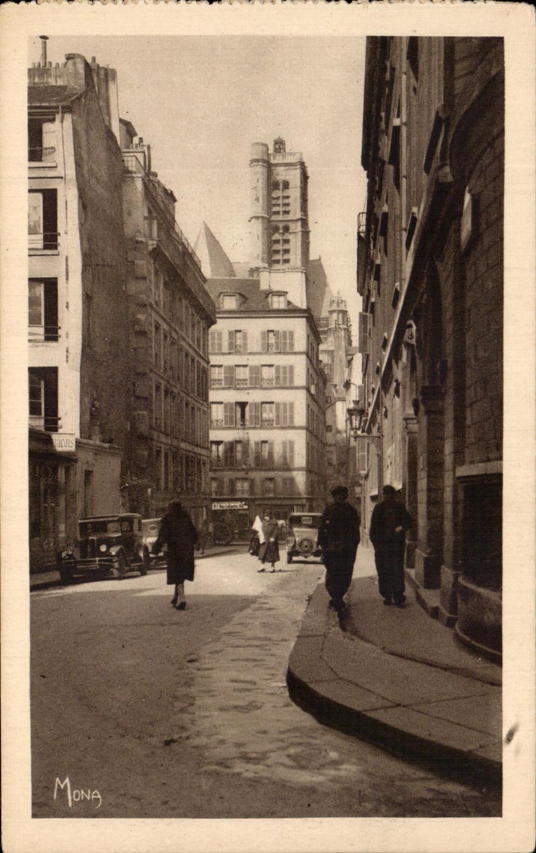 CPA Les Petits Tableaux De Paris Rue Grenier sur I'eau et tour de I'eglise Saint Gervais