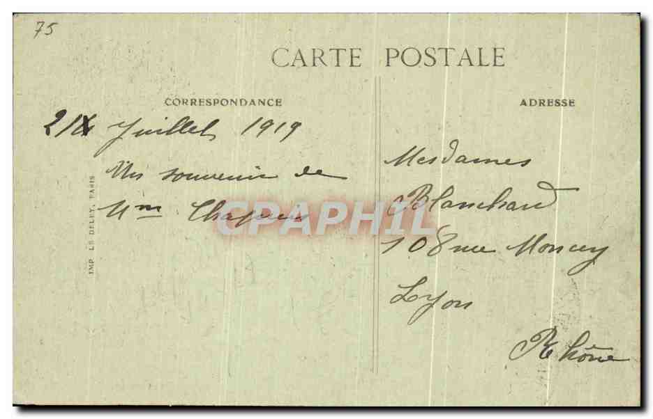 CPA Les Fetes De La Victoire A Paris 14 Juillet 1919 Le Cenotaphe la nuit sous I'Arc de Triomphe de l'Etoile — Verso
