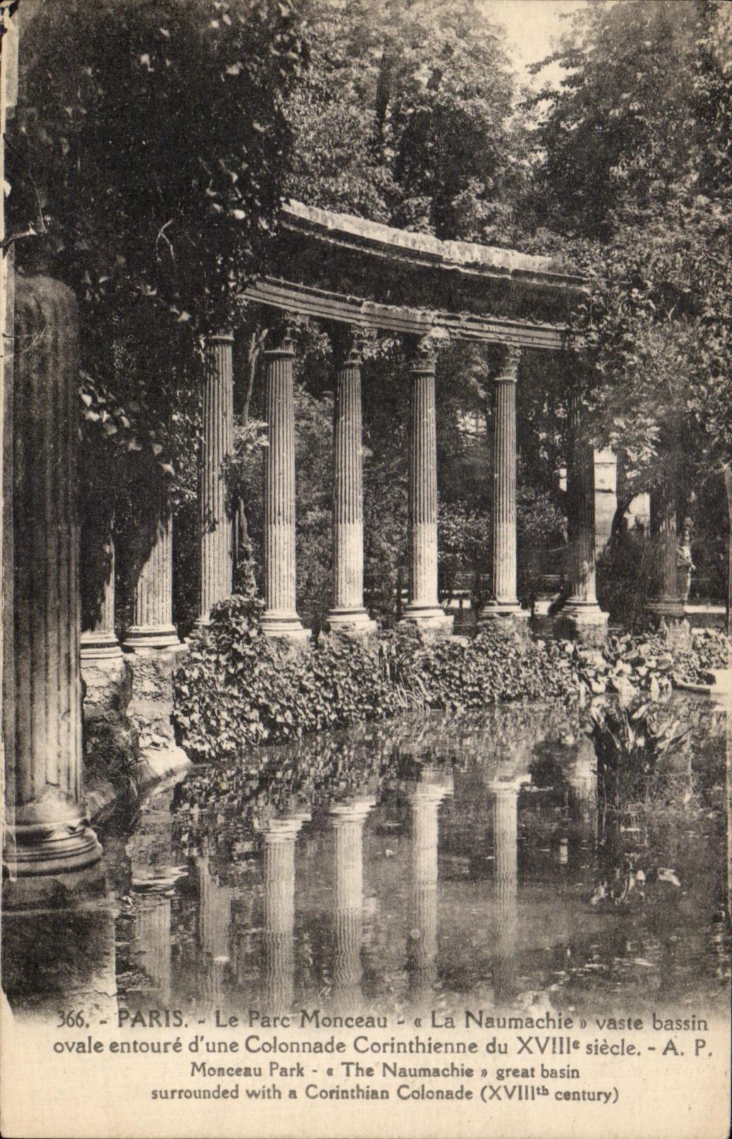 CPA Paris Le Parc Monceau La Naumachie vaste bassin ovale entoure d'une Colonnade Corinthienne