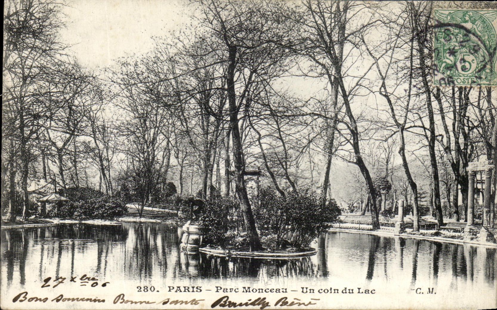 CPA Paris Parc Monceau Un coin du Lac