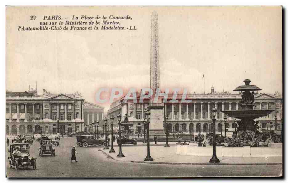 CPA Paris le Place de la Concorde vue sur le Ministere de la Marine