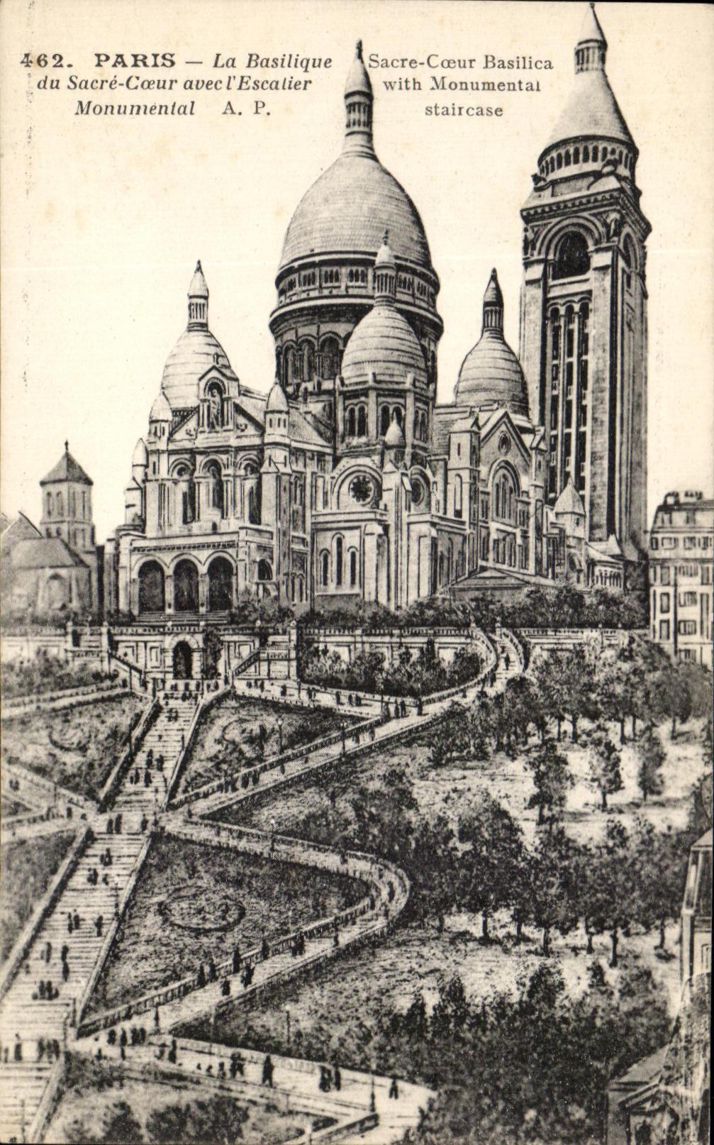 CPA Paris La Basilique du Sacre Coeur avec I'Escalier Monumental