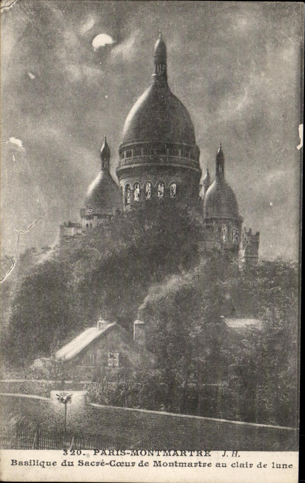 CPA Paris Momtmartre Basilique du Sacre Coeur de Montmartre au Clair de lune