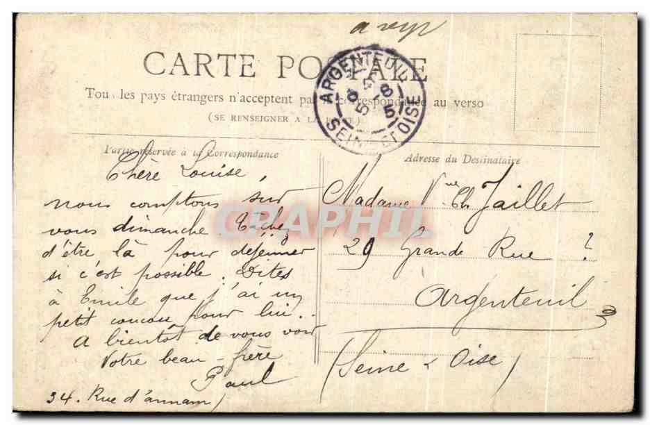 CPA Paris Collection petit Journal Paris Place de la Republique — Rückseite