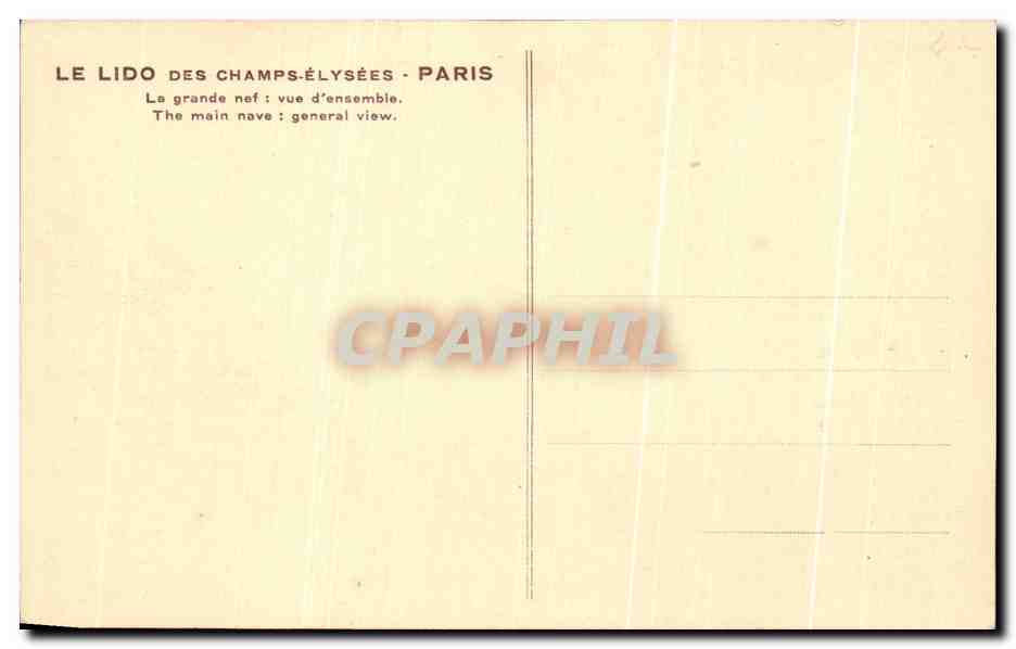 CPA Le Lido Des Champs Elysees Paris La grande nef Vue d'ensemble  — Rückseite