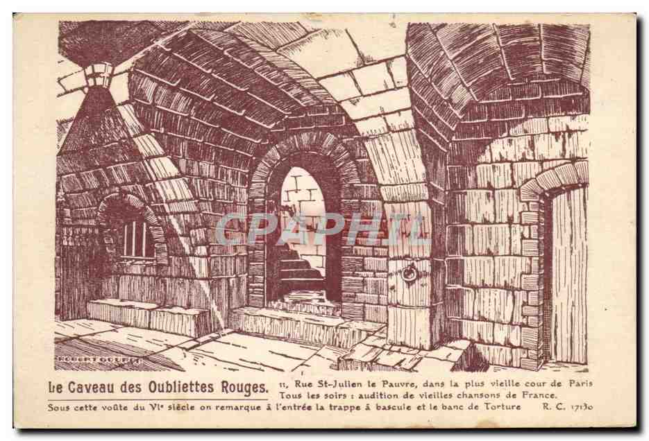 CPA Le Caveau des Oubliettes Rouges Rue St Julien le Pauvre dan sla plus vieille cour de Paris Paris 
