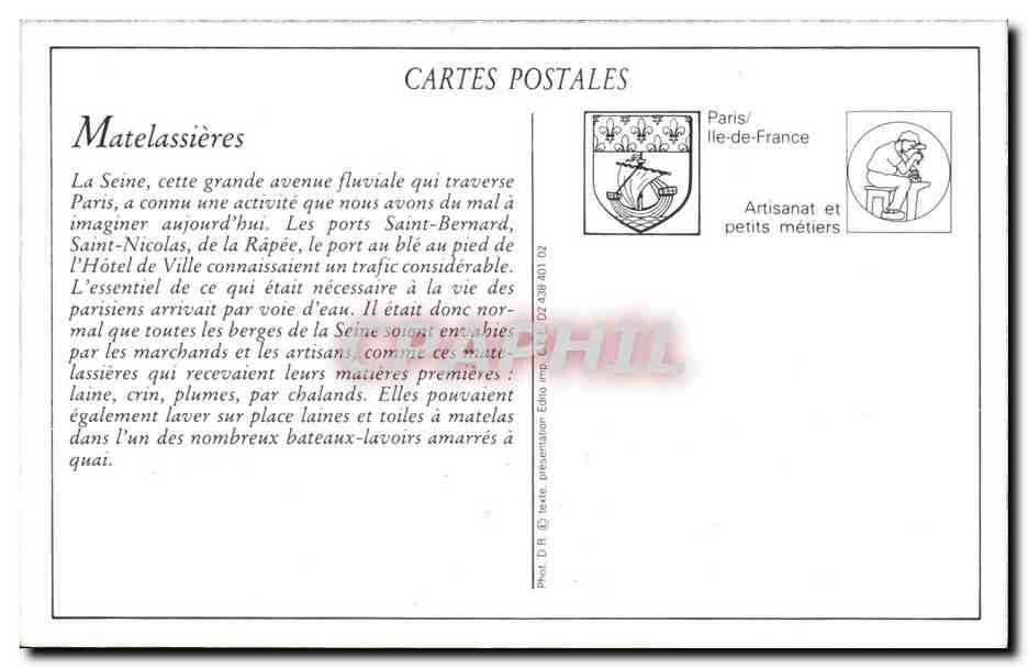 REPRO Paris Les Petits Metiers Parisiens La matelassiere — Rückseite