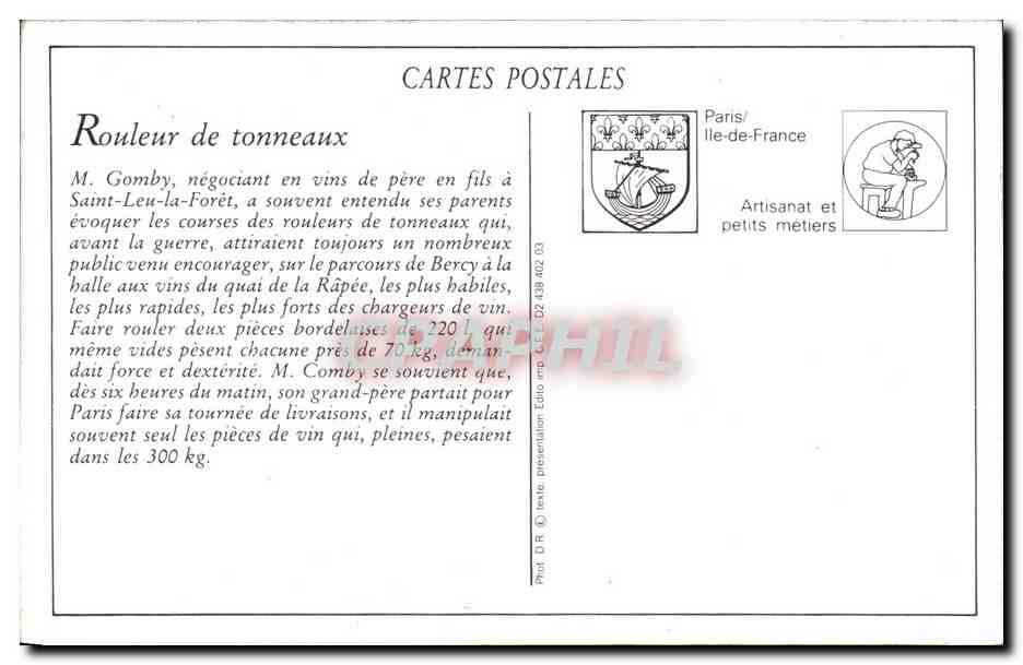 REPRO Les Petits Metiers De Paris Le Marchand De Tonneaux — Rückseite