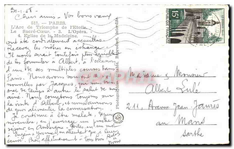 Paris — Arc de Triomphe, Sacré-Cœur, Opéra, Panthéon — Éditeur Lattière Mag. — Achterkant