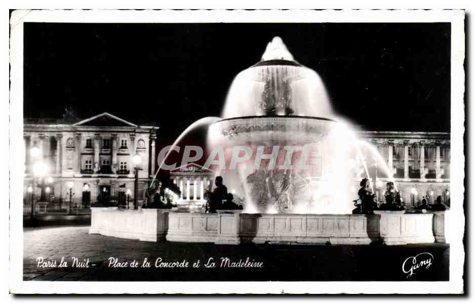 CPSM Paris La Nuit Place De La Concorde Et La Madeleime