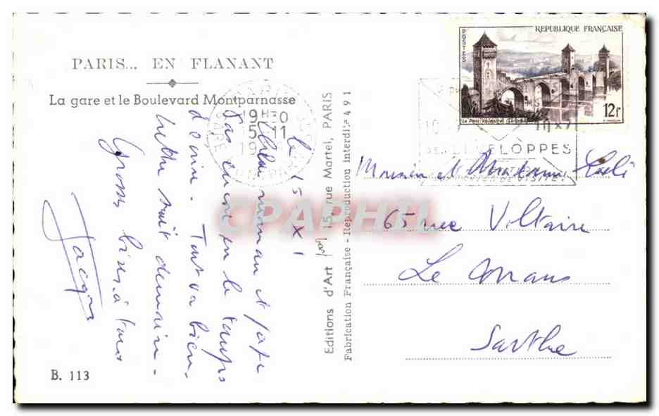 CPSM Paris En Flanant La Gare Et Le Boulvard Montparnasse — Rückseite