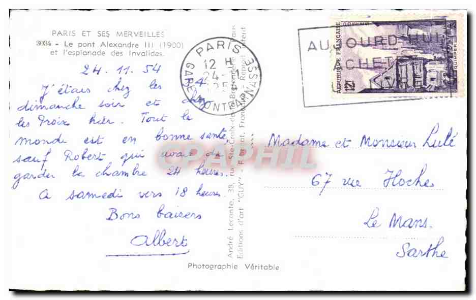 CPA Paris Et Ses Merveilles Le Pont Alexandre III Et l'Esplanade des Invalides — Verso