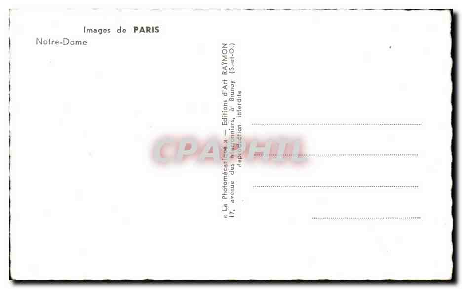 CPA Images de paris Notre Dame — Verso