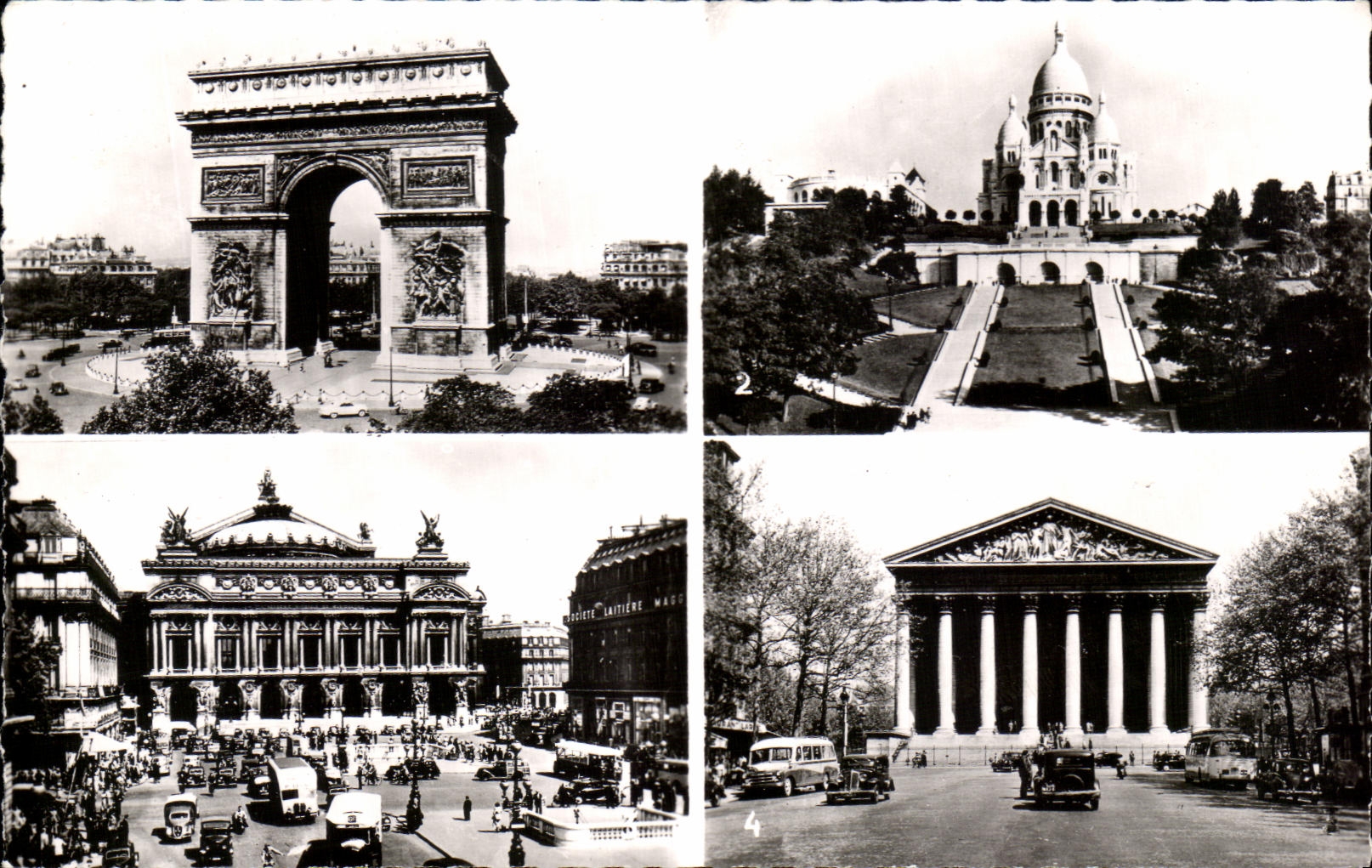 CPSM Paris Sacre Coeur Arc de Triomphe Madeleine Opera