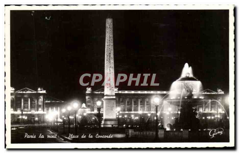 CPA Paris By Night Concord Square Place de la Concorde