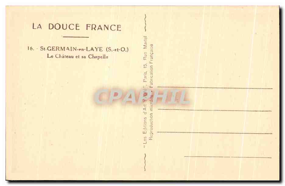 Le Château et sa Chapelle — St-Germain-en-Laye (S.-et-O.) — Éditions d'Art Yvon, Paris — Reverso