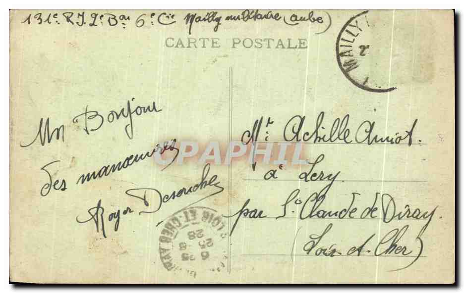 Camp de Mailly — Entrée du Camp - La Manutention — A. Niepa, éditeur — Rückseite