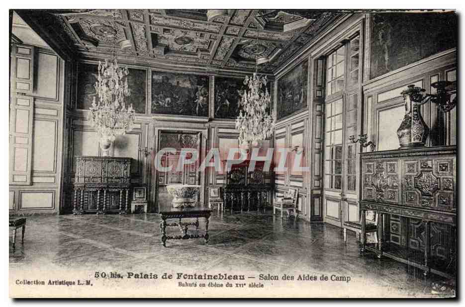Palacio de Fontainebleau — Salón de los Aldés de Camp — bahuts en ébano del siglo XVI