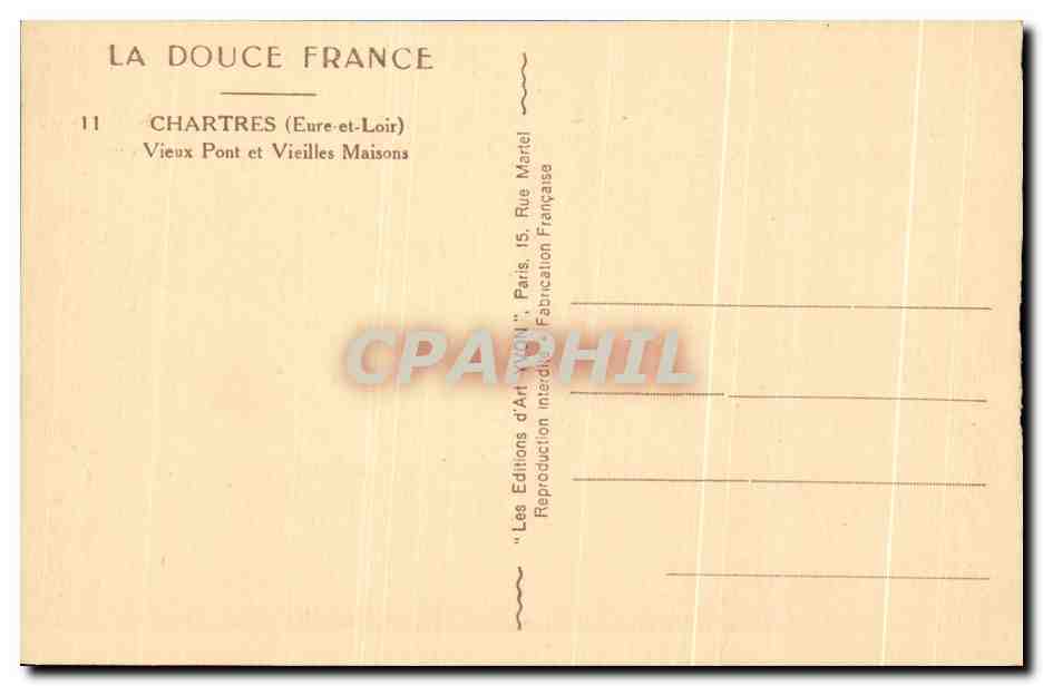 CPA La Douce France Chartres Vieux Pont Et Vieilles Maisons Brebion  — Rückseite