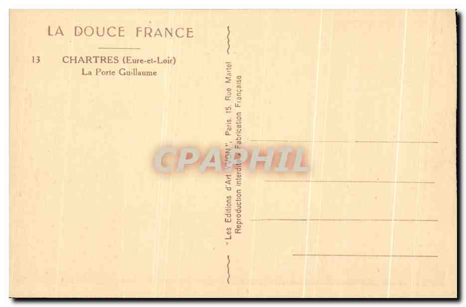 CPA La Douce France Chartres La Porte Guillaume — Rückseite