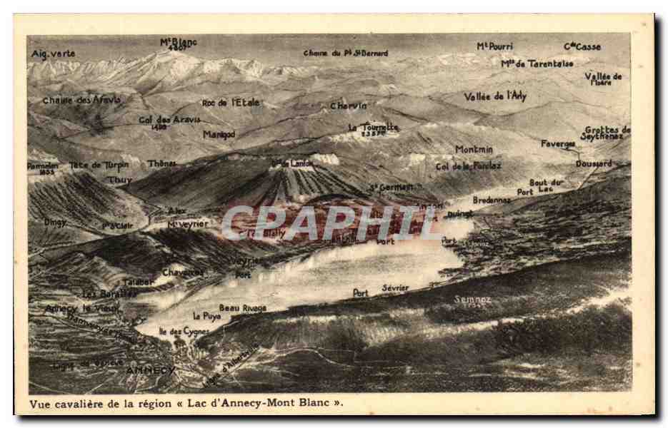Vue cavalière de la région « Lac d'Annecy-Mont Blanc » — Martial Girard, Talloires (Haute-Savoie)