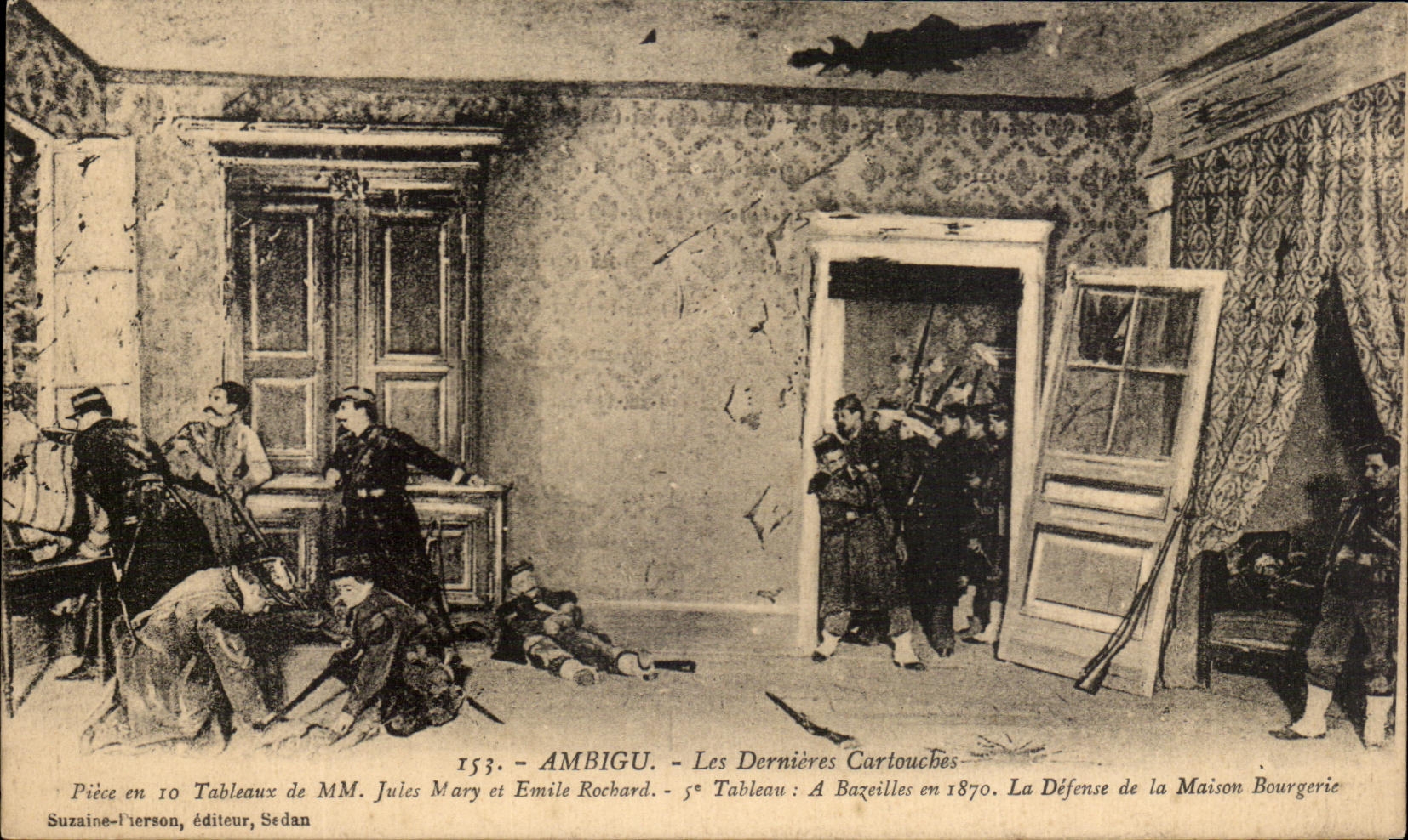 CPA Ambigu Les Dernieres Cartouches Militaria piece en 10 tableaux de Ferry