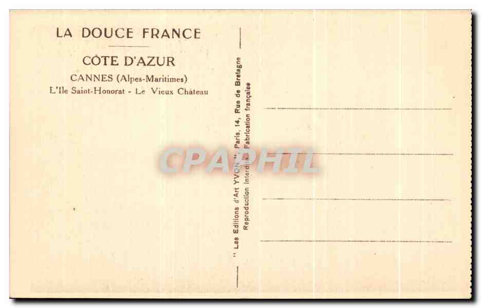 CPA Cannes L'lle Saint Honorat Le Vieux Chateau — Verso