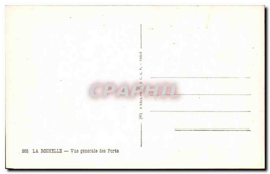La Rochelle — Vue générale des Ports — C.A.P. Paris, n° 263 — Verso