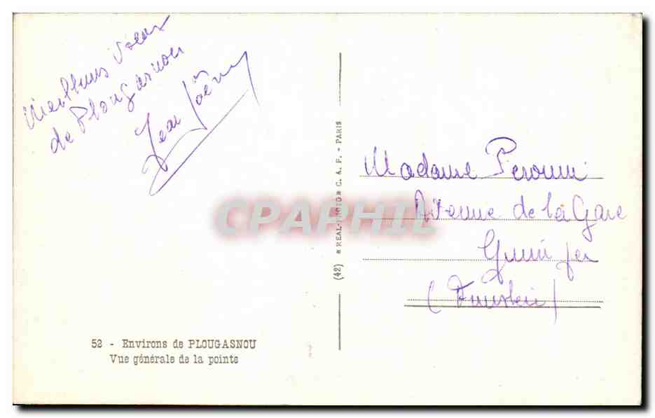 CPA Environs de Plougasnou Vue Generale de la Pointe — Rückseite