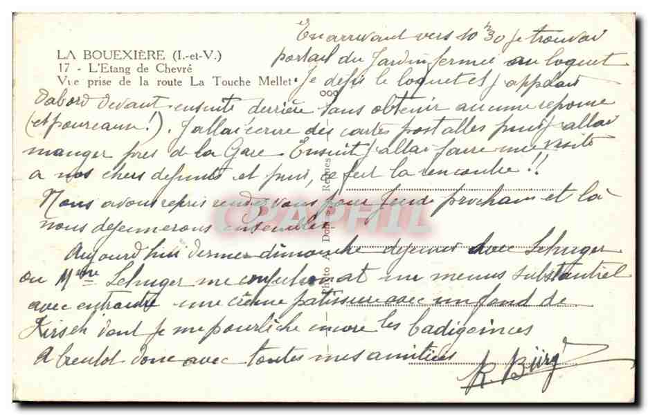 CPA La bouexiere l'Etang de Chevre Vue Prise de la route la touche Mellet — Verso
