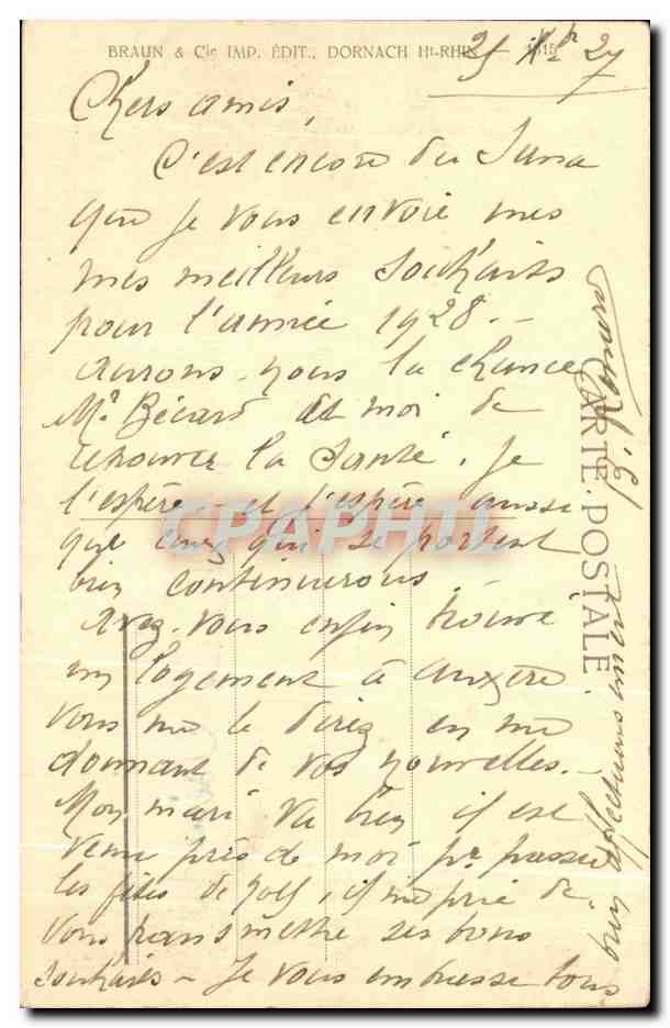 Aubure — Point de vue vers la vallée d'Orbey — éditeur Braun & Cie, Dornach — Rückseite