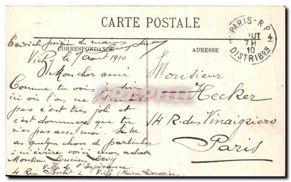 CPA Vichy Les Terrases du Casino — Rückseite