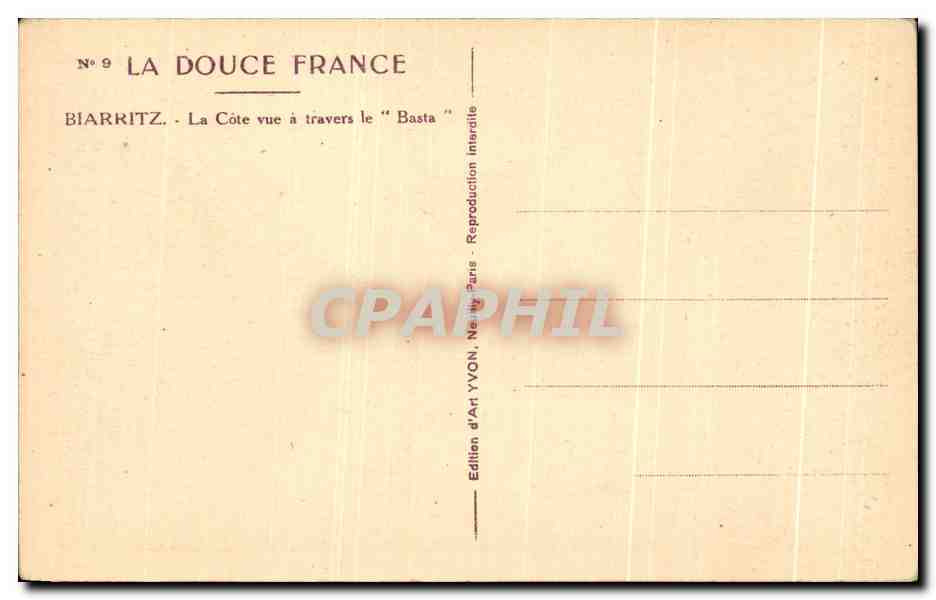 CPA La Douce France Biarritz La Cote Vue a travers le Basta — Rückseite