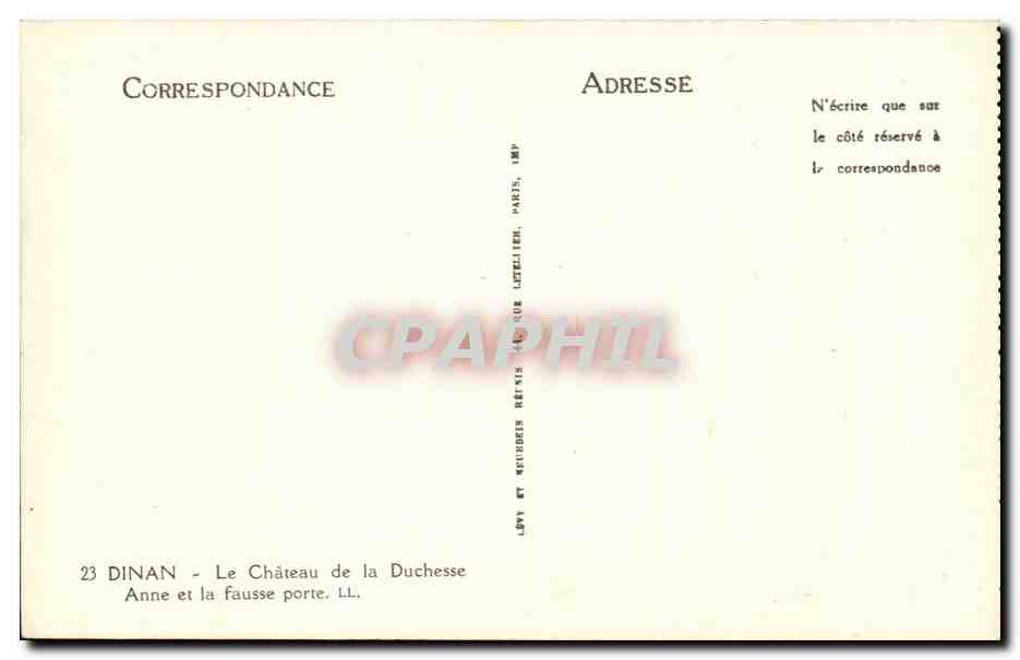 Dinan - Le Château de la Duchesse — Anne et la Fausse Porte — Lévy et Neudorff, Imp. Paris — Reverso