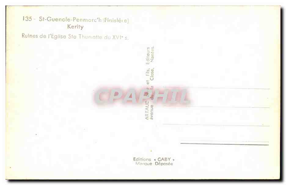 CPA St Guenole Penmarch Kerity Ruines de l'Eglise Ste Thumette — Rückseite