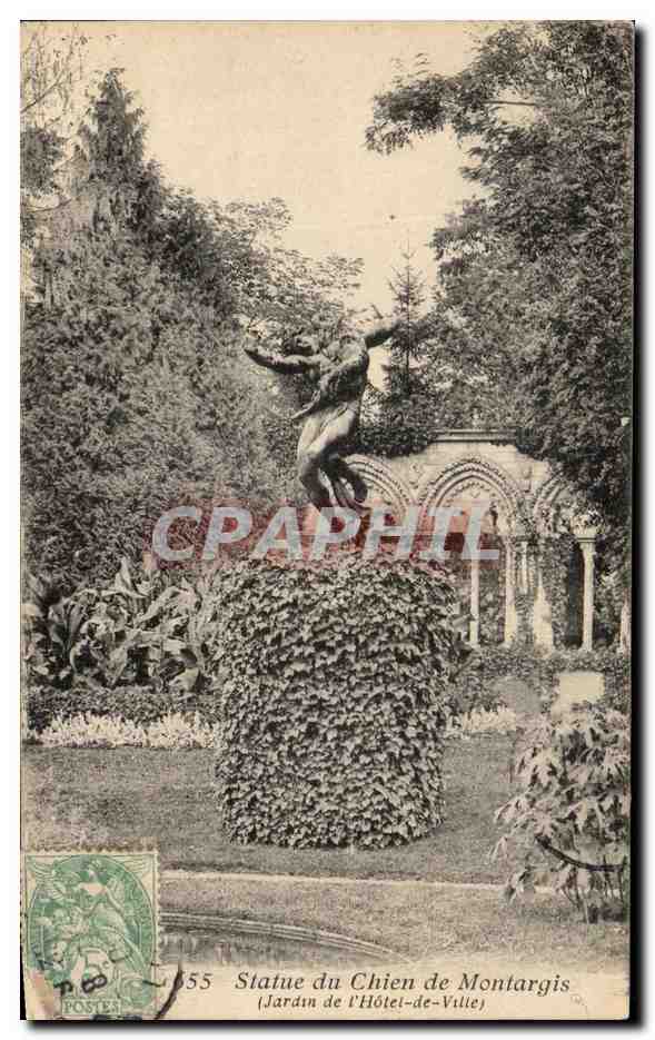CPA Statue du Chien de Montargis Jardin de l'hotel de ville