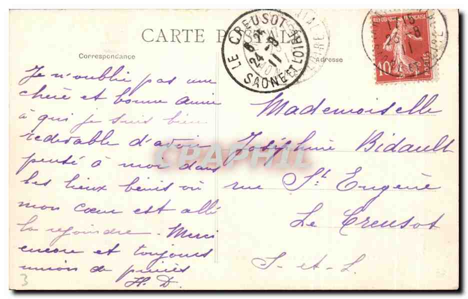 Paray-le-Monial — Chapelle de la Visitation — Vue intérieure — L. D. n°45 — Verso