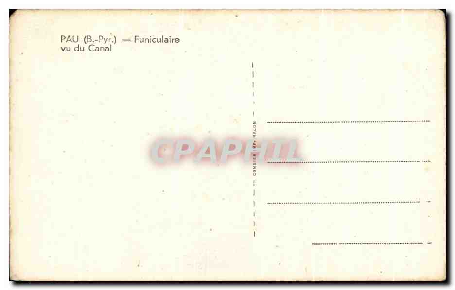 CPA Pau Funiculaire Vu Du Canal — Verso