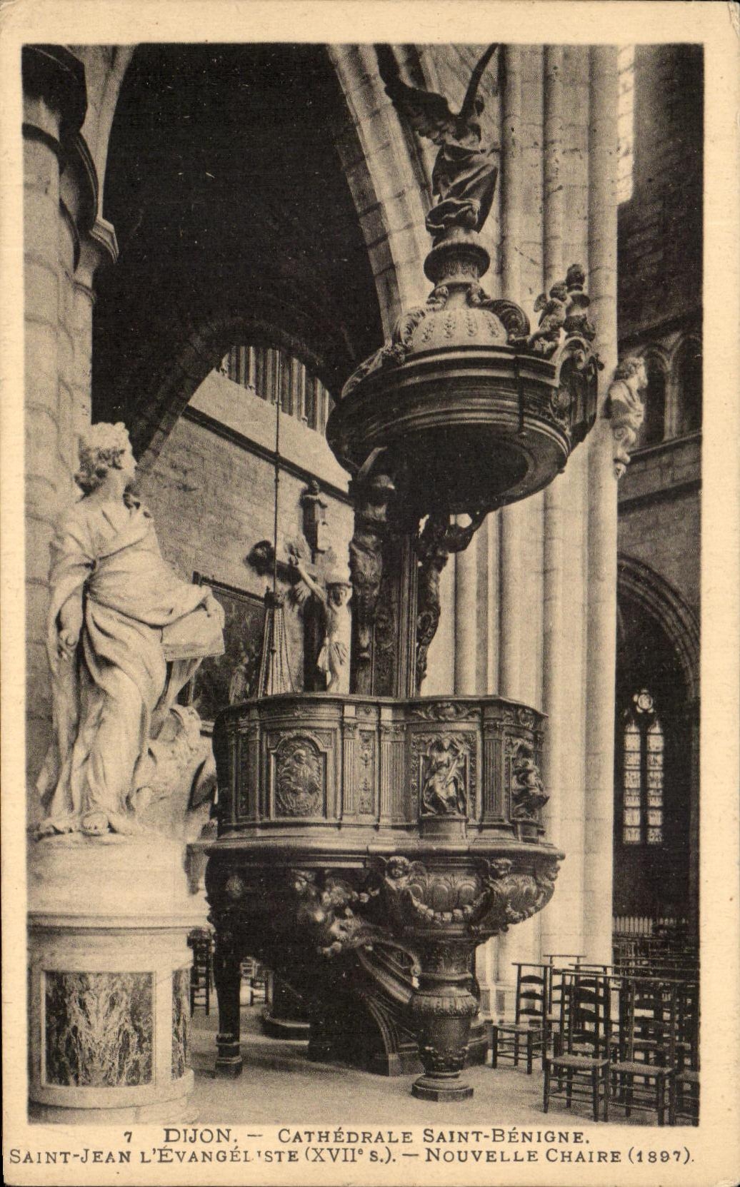 Dijon — Kathedrale Saint-Bénigne. Saint-Jean l'Évangéliste (17. Jahrhundert) — Neue Kanzel (1897)