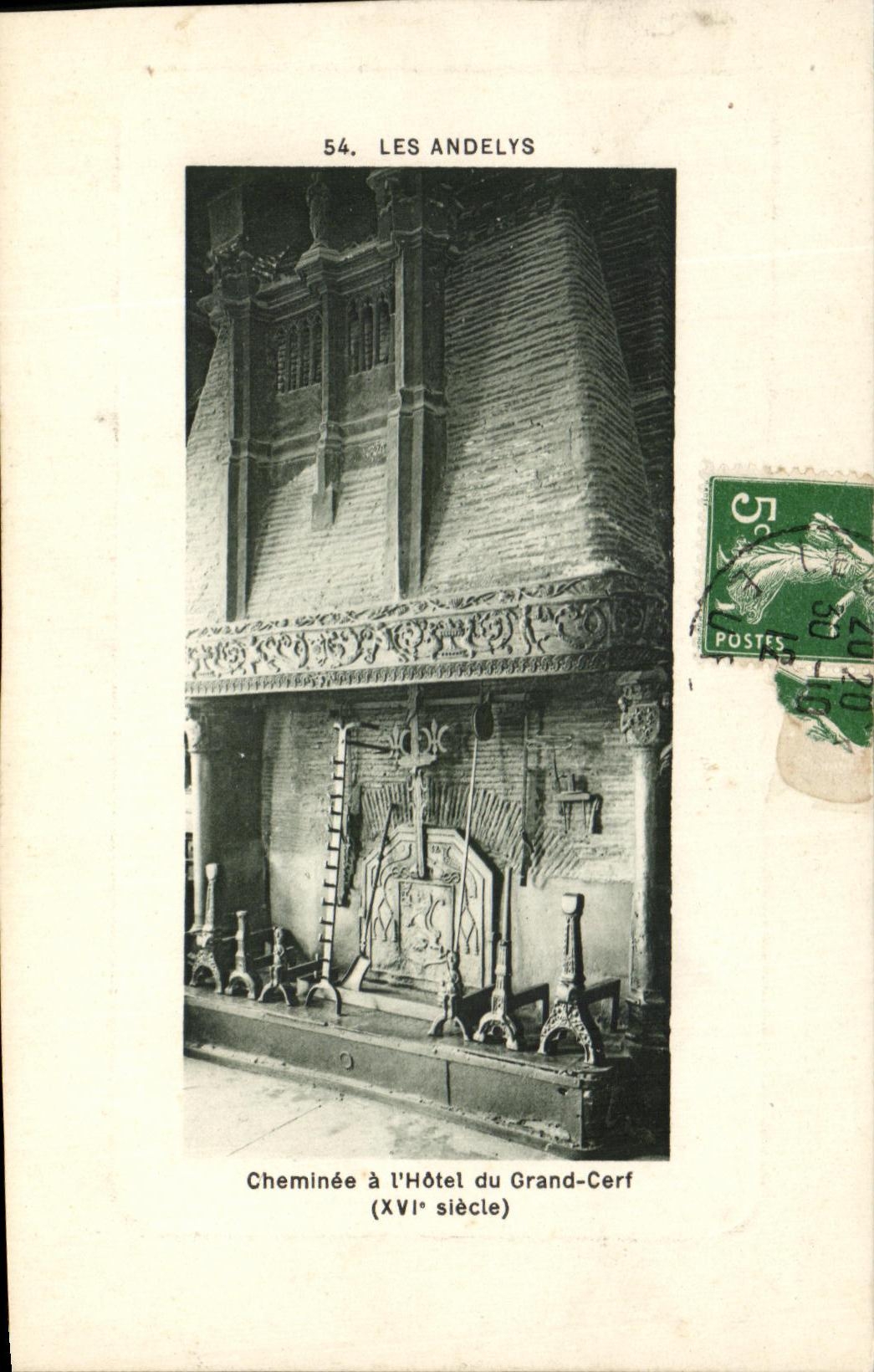 Cheminée à l'Hôtel du Grand-Cerf — Les Andelys — Édit. Istria